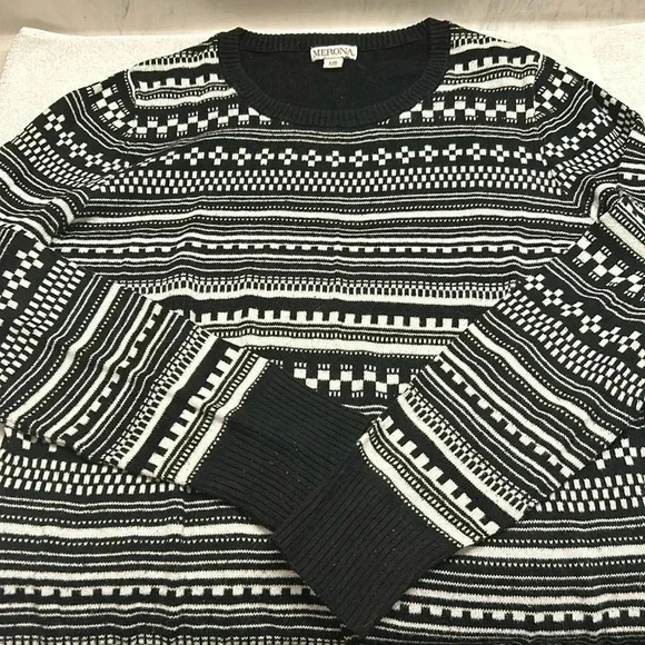 Merona Woman Lightweight Black/White Striped Sweater Size Large - Picture 1 of 8